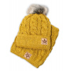 BABY NELLYS Zimná pletená čiapka s brmbolcom + komín, horčica, 52-56cm Baby Nellys BABY NELLYS Zimná pletená čiapka s brmbolcom + komín, horčica, 52-56cm Baby Nellys