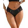 Black Sexy PU Leather Mesh Rivet Women Underwear 2XL Black Sexy PU Leather Mesh Rivet Women Underwear 2XL
