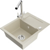 Mexen Enzo granitový kuchynský drez s 1 komorou, s odkvapkávačom a kuchynskou batériou Duero, béžový - 6506-69-671600-00 Mexen Enzo granitový kuchynský drez s 1 komorou, s odkvapkávačom a kuchynskou batériou Duero, béžový - 6506-69-671600-00