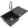 Mexen Leo, 1-komorový granitový drez 900x500x190 mm a drezová batéria Savita, čierna-strieborná metalíza, 6501-73-672601-50 Mexen Leo, 1-komorový granitový drez 900x500x190 mm a drezová batéria Savita, čierna-strieborná metalíza, 6501-73-672601-50