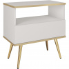 MEBLINE Nočný stolík ARA S54 biely + zlaté nohy MEBLINE Nočný stolík ARA S54 biely + zlaté nohy