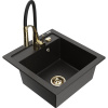 Mexen Vito granitový drez 1-komorový s kuchynskou batériou Aster, čierny/zlatý metalik- 6503-75-73450-57-G Mexen Vito granitový drez 1-komorový s kuchynskou batériou Aster, čierny/zlatý metalik- 6503-75-73450-57-G