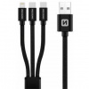 Kábel Swissten 72501103 3v1 2x USB-C (M) - Lightning (M) - USB-A (M), 60W, 3A, 1,2m, černý Kábel Swissten 72501103 3v1 2x USB-C (M) - Lightning (M) - USB-A (M), 60W, 3A, 1,2m, černý