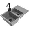 Mexen Gaspar žulový drez s 1,5 komorami s odkvapkávačom a kuchynskou batériou Rita, sivý - 6507-71-670300-70-B Mexen Gaspar žulový drez s 1,5 komorami s odkvapkávačom a kuchynskou batériou Rita, sivý - 6507-71-670300-70-B