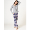 Dámske dlhé teplé pyžamo s flanelovými nohavicami Key L Šedá / ružová Dámske dlhé teplé pyžamo s flanelovými nohavicami Key L Šedá / ružová