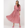 Ružové vzorované midi šaty s volánikmi LK-SK-508963-1.38-pink L/XL Ružové vzorované midi šaty s volánikmi LK-SK-508963-1.38-pink L/XL