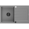 Mexen Bruno, granitový drez 795x495x200 mm, 1-komorový, šedá s čiernym sifónom, 6513791010-71-B Mexen Bruno, granitový drez 795x495x200 mm, 1-komorový, šedá s čiernym sifónom, 6513791010-71-B