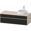 DURAVIT Zencha závesná skrinka pod umývadlo na dosku (umývadlo vpravo), 2 zásuvky, 1300 x 550 x 442 mm, čierna líniová štruktúra/taupe super matná, ZE4822R63830000 DURAVIT Zencha závesná skrinka pod umývadlo na dosku (umývadlo vpravo), 2 zásuvky, 1300 x 550 x 442 mm, čierna líniová štruktúra/taupe super matná, ZE4822R63830000