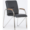 Konferenčná stolička, koženka, chrómová oceľ, opierky rúk orech, Sabina, čierna Konferenčná stolička, koženka, chrómová oceľ, opierky rúk orech, Sabina, čierna