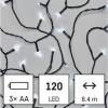 Vianočné osvetlenie EMOS 120 LED reťaz, 8,4 m, 3x AA, vonkajšie aj vnútorné, studená biela, časovač (D4FC03) Vianočné osvetlenie EMOS 120 LED reťaz, 8,4 m, 3x AA, vonkajšie aj vnútorné, studená biela, časovač (D4FC03)
