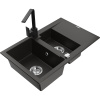 Mexen Gaspar granitový drez 1,5-komorový s odkvapkávačom a kuchynskou batériou Rita, čierny/zlatý - 6507-75-670300-70 Mexen Gaspar granitový drez 1,5-komorový s odkvapkávačom a kuchynskou batériou Rita, čierny/zlatý - 6507-75-670300-70