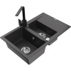 Mexen Gaspar žulový drez 1,5-komorový s odkvapkávačom a kuchynskou batériou Rita, čierny čapovaný - 6507-76-670300-70 Mexen Gaspar žulový drez 1,5-komorový s odkvapkávačom a kuchynskou batériou Rita, čierny čapovaný - 6507-76-670300-70
