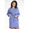Dámske modré šaty s opaskom, A654 L/XL Dámske modré šaty s opaskom, A654 L/XL