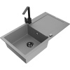 Mexen Leo žulový kuchynský drez 1-komorový s odkvapkávačom a kuchynskou batériou Rita, sivý - 6501-71-670300-70-B Mexen Leo žulový kuchynský drez 1-komorový s odkvapkávačom a kuchynskou batériou Rita, sivý - 6501-71-670300-70-B