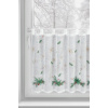 Eurofirany Biela vitrážová záclona s potlačou vianočných vetvičiek na uškách XMAS 150x60 cm Eurofirany Biela vitrážová záclona s potlačou vianočných vetvičiek na uškách XMAS 150x60 cm