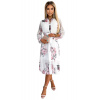 449-6 CARLA Pleated midi dress with buttons and long sleeves - roses on a white background biela One size numoco basic 5903133867487 449-6 CARLA Pleated midi dress with buttons and long sleeves - roses on a white background biela One size numoco basic 5903133867487