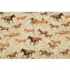 Bavlnená látka kone na bledohnedom Bavlnená látka kone na bledohnedom