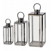 Grafitové kovové lampáše so sklom - Sada 3 ks dekoratívnych lampášov Grafitové kovové lampáše so sklom - Sada 3 ks dekoratívnych lampášov