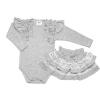 BABY NELLYS 2 dielna sada, body dl.rukáv + suknička s krajkou a volánikmi, veľ. 74, sivá BABY NELLYS 2 dielna sada, body dl.rukáv + suknička s krajkou a volánikmi, veľ. 74, sivá