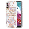 Ring Holder kryt Splicing Marble Flower na Moto G10/G20/G30 - Kráľovská Koruna Ring Holder kryt Splicing Marble Flower na Moto G10/G20/G30 - Kráľovská Koruna