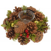 Vianočný svietnik šiškový, sušené plody, vianočné guľky a doplnky hnedý 18,5cm x 18,5cm x 8,5cm Vianočný svietnik šiškový, sušené plody, vianočné guľky a doplnky hnedý 18,5cm x 18,5cm x 8,5cm
