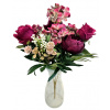 Peónia, Ruža & Hortenzia kytica 46cm umelá vínová Peónia, Ruža & Hortenzia kytica 46cm umelá vínová