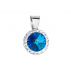 Strieborný prívesok s krištálmi Swarovski modrý okrúhly 34251.5 bermuda blue