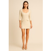 Krémové tweedové minišaty s perličkami Velkost: L Krémové tweedové minišaty s perličkami Velkost: L