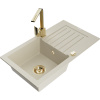 Mexen Pablo granitový drez s 1 komorou s odkvapkávačom a kuchynskou batériou Rita, béžový - 6510-69-670300-50 Mexen Pablo granitový drez s 1 komorou s odkvapkávačom a kuchynskou batériou Rita, béžový - 6510-69-670300-50