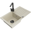 Mexen Pablo granitový drez 1-komorový s odkvapkávacou plochou a kuchynskou batériou Rita, béžový - 6510-69-670300-70 Mexen Pablo granitový drez 1-komorový s odkvapkávacou plochou a kuchynskou batériou Rita, béžový - 6510-69-670300-70