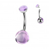 Titánový piercing do pupku s prírodným kameňom a vnútorným závitom Stone Farba: Amethyst, Veľkosť: 1,6 mm, Dĺžka / priemer: 10 mm Titánový piercing do pupku s prírodným kameňom a vnútorným závitom Stone Farba: Amethyst, Veľkosť: 1,6 mm, Dĺžka / priemer: 10 mm
