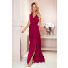 Numoco JUSTINE Dlhé šaty s výstrihom a zaväzovaním - Vínová farba 362-5 Farba: Bordó, Veľkosť: L Numoco JUSTINE Dlhé šaty s výstrihom a zaväzovaním - Vínová farba 362-5 Farba: Bordó, Veľkosť: L