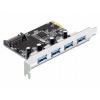 Radič Delock PCIe 2.0 x1 so 4x USB 3.0 (89297) Radič Delock PCIe 2.0 x1 so 4x USB 3.0 (89297)