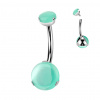 Titánový piercing do pupku s prírodným kameňom a vnútorným závitom Stone Farba: Zelený Onyx, Veľkosť: 1,6 mm, Dĺžka / priemer: 10 mm Titánový piercing do pupku s prírodným kameňom a vnútorným závitom Stone Farba: Zelený Onyx, Veľkosť: 1,6 mm, Dĺžka / priemer: 10 mm