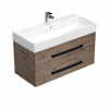 Swiss aqua technologies Koupelnová skříňka s černou úchytkou a umyvadlem SAT Cube Way 100x53x46 cm dub Wellington mat CUBE46C1002DWSAT Swiss aqua technologies Koupelnová skříňka s černou úchytkou a umyvadlem SAT Cube Way 100x53x46 cm dub Wellington mat CUBE46C1002DWSAT