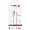 Kábel Swissten USB - USB typ C / microUSB / Lightning 1,5 m ružový Kábel Swissten USB - USB typ C / microUSB / Lightning 1,5 m ružový