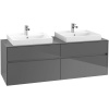 VILLEROY & BOCH Collaro závesná skrinka pod dve umývadlá na dosku, 4 zásuvky, 1600 x 500 x 548 mm, Glossy Grey, C02400FP VILLEROY & BOCH Collaro závesná skrinka pod dve umývadlá na dosku, 4 zásuvky, 1600 x 500 x 548 mm, Glossy Grey, C02400FP