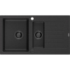 Mexen Matias granitový drez 1,5-komorový s odkvapkávačom 900 x 505 mm čierny/strieborný metalík, čierny sifón Mexen Matias granitový drez 1,5-komorový s odkvapkávačom 900 x 505 mm čierny/strieborný metalík, čierny sifón