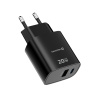 Nabíjačka / EÚ adaptér SWISSTEN EDGE GaN 1x USB-C PD 20W + 1x USB-A 18W QC - čierna Nabíjačka / EÚ adaptér SWISSTEN EDGE GaN 1x USB-C PD 20W + 1x USB-A 18W QC - čierna