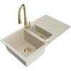 Mexen Matias žulový drez 1,5-komorový s odkvapkávačom a kuchynskou batériou Savita, béžový - 6502-69-672601-50 Mexen Matias žulový drez 1,5-komorový s odkvapkávačom a kuchynskou batériou Savita, béžový - 6502-69-672601-50