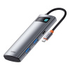 Baseus HUB Metal Gleam séria 7-v-1 multifunkčná (Type-C na 2x USB 3.0, PD 100W / HDMI 4K 30 Hz / Type-C základ) Sivá (WKWG020113) Baseus HUB Metal Gleam séria 7-v-1 multifunkčná (Type-C na 2x USB 3.0, PD 100W / HDMI 4K 30 Hz / Type-C základ) Sivá (WKWG020113)