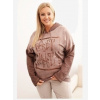 Kesi Włoski Dámska mikina Plus Size s kapucňou a potlačou hnedá Kesi Włoski Dámska mikina Plus Size s kapucňou a potlačou hnedá