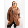 Kesi Dámska mikina Plus Size zateplená s kapucňou a asymetrickým zipsom hnedá Kesi Dámska mikina Plus Size zateplená s kapucňou a asymetrickým zipsom hnedá
