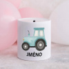 Domovi Biela keramická pokladnička s menom Traktor modrý 9cm Domovi Biela keramická pokladnička s menom Traktor modrý 9cm