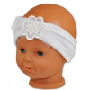 Čelenka Baby Nellys ® s kvetinkou a flitrami - biela, 80/92 Čelenka Baby Nellys ® s kvetinkou a flitrami - biela, 80/92