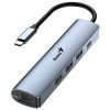GENIUS hub UH-545, USB-C na 3x USB 3.0 + 15W USB-C + RJ45, šedá GENIUS hub UH-545, USB-C na 3x USB 3.0 + 15W USB-C + RJ45, šedá