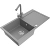 Mexen Leo žulový drez s 1-komorou, odkvapkávačom a kuchynskou batériou Duero, sivý - 6501-71-671600-71 Mexen Leo žulový drez s 1-komorou, odkvapkávačom a kuchynskou batériou Duero, sivý - 6501-71-671600-71