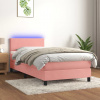 Box spring postel s matrací a LED růžová 100x200 cm samet Růžová 3134272 Box spring postel s matrací a LED růžová 100x200 cm samet Růžová 3134272