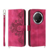 Peňaženkové kožené puzdro Flowers Embossed na Honor Magic7 Lite - Vínovo červená Peňaženkové kožené puzdro Flowers Embossed na Honor Magic7 Lite - Vínovo červená