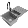 Mexen Matias žulový drez 1,5-komorový s odkvapkávačom a kuchynskou batériou Savita, sivý - 6502-71-672601-70 Mexen Matias žulový drez 1,5-komorový s odkvapkávačom a kuchynskou batériou Savita, sivý - 6502-71-672601-70